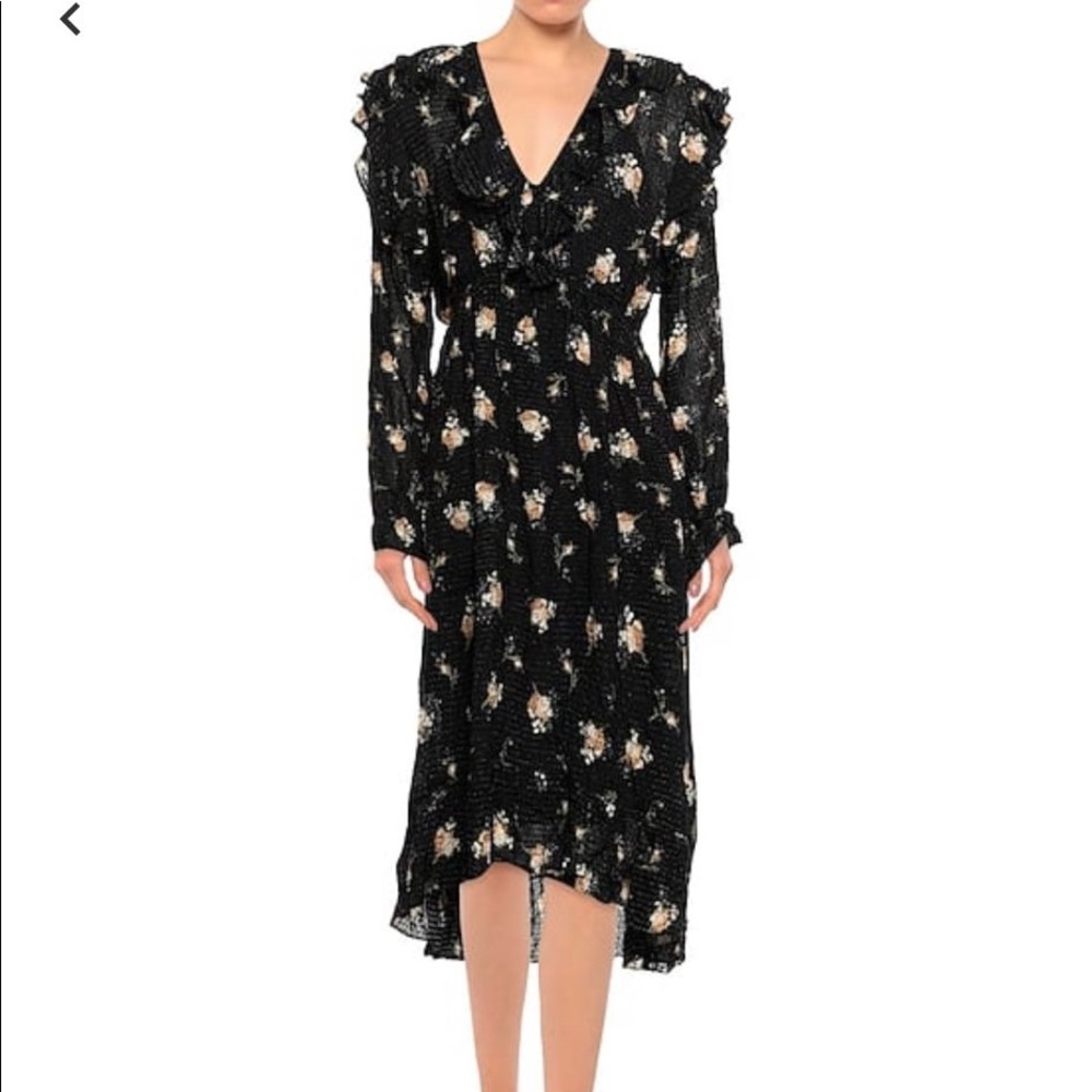 Maje Black Floral Midi Dress